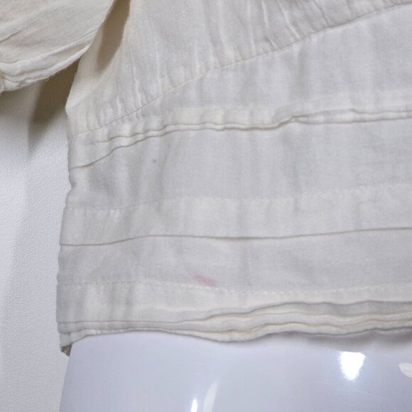 Free People My Girl Embroidered Sunflower Puff-Sleeve Blouse Cotton Ivory S - Picture 9 of 14